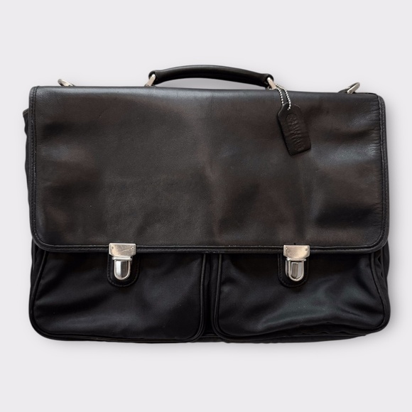 Coach Leather and Nylon Laptop Messenger Bag Silver Hardware - Picture 5 of 5